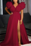 EVE Plus Size Loose Mesh Big Swing Split Maxi Dress GRMF-RM0390