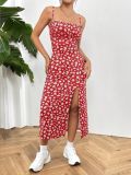 EVE Floral Print Spaghetti Strap Slit Maxi Dress WSYF-5975