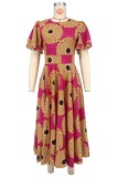 EVE Double Ruffle Short Sleeve Printed Maxi Dress XHXF-457