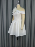 EVE Solid Color Off Shoulder Mini Dress GKEN-041243