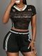 EVE Letter Print V Neck Two Piece Shorts Set GBGF-6616