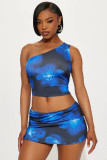 EVE Print Single Shoulder Two Piece Skirts Set GBGF-5081