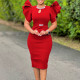 EVE Plus Size Ruffle Sleeve Hot Drill Midi Dress GATE-580