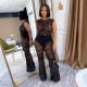EVE Sleeveless Lace See Through Two Piece Pants Set NY-3599