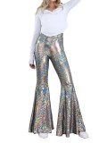 EVE Hot Stamping Snakeskin Print Flared Pants GFMA-25069