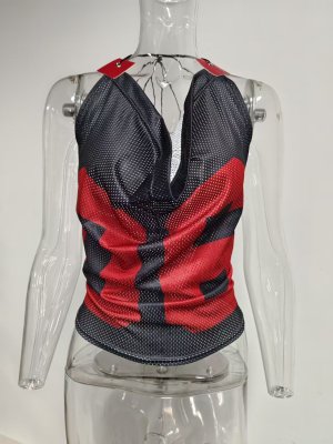 EVE Backless Tie Up Sleeveless Print Vest YWXS-K24B46321