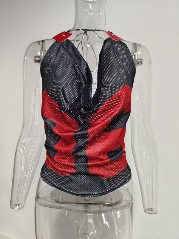 EVE Backless Tie Up Sleeveless Print Vest YWXS-K24B46321