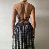 EVE Backless Tie Up Sleeveless Print Vest YWXS-K24B46321