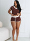 EVE Solid Color Short Sleeve Sport Short Suit YWXS-XS-L45563