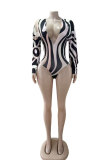 EVE V Neck Long Sleeve Bodysuit Two Piece Shorts Set GFCF-1359