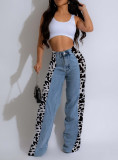 EVE Fashion Print Patchwork Straight Jeans LSD-2320