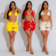 EVE Solid Color Tie Up Swimsuit Three Piece Skirt Set CYA-901740