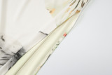 EVE Backless Wrap Splicing Mesh Printed Split Long Skirt Set GLAG-S5218548G