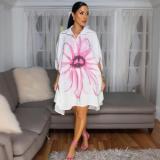 EVE Fashion Print Lapel Shirt Dress CYA-901788