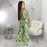 EVE Print Off Shoulder Bat Sleeve Jumpsuit YF-20172