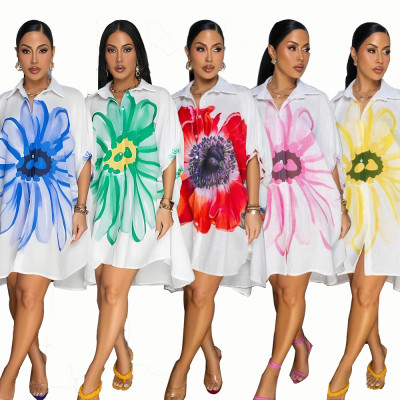 EVE Fashion Print Lapel Shirt Dress CYA-901788