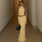 EVE Solid Color Backless Two Piece Skirt Set GLAG-S5318679G