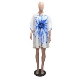 EVE Fashion Print Lapel Shirt Dress CYA-901788