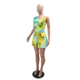 EVE Sleeveless Print Tie Up Romper CYA-901705