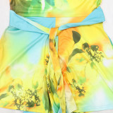 EVE Sleeveless Print Tie Up Romper CYA-901705