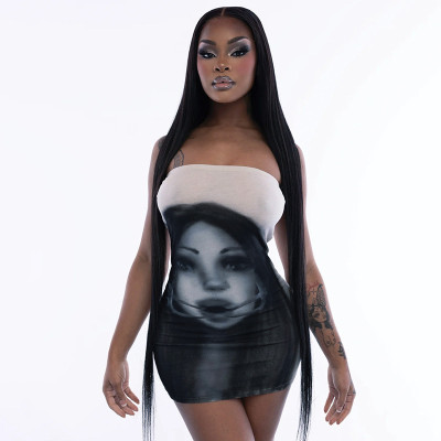 EVE Sexy Print Tube Tops Bodycon Dress GDSF-Q25DS133