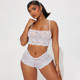 EVE Sexy Lace Sling Vest Shorts Solid Suit GDSF-D25ST009