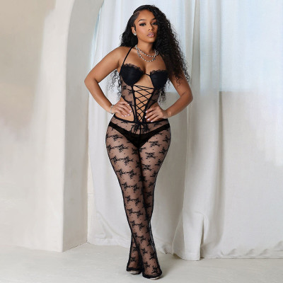 EVE Lace Sling Tie Up Sling Jumpsuit GDSF-J25JP014