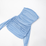 EVE Mesh Tube Tops Pleated Bodycon Dress GDSF-D25DS136