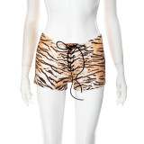 EVE Tiger Print Tie-Up Skinny Shorts GDSF-D25PT099