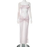 EVE Plunge Bow Slightly Sheer Fishtail Dress  GDSF-Q25DS083