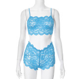 EVE Sexy Lace Sling Vest Shorts Solid Suit GDSF-D25ST009