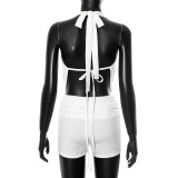 EVE Halterneck Backless Tops Short Two Piece Set GDSF-D25ST127