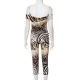 EVE One Shoulder Print Skinny Two Piece Pants Set GDSF-K25ST025