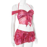 EVE Print Halterneck Sexy Tops Ang Skirts Two Piece Set GDSF-Q25ST102
