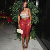 EVE Solid Color Snake Print Skinny Seventh Pant GDSF-J25PT040