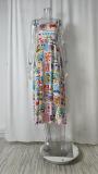 EVE Plus Size Graffiti Print Halter Big Swing Maxi Dress GMAN-24644