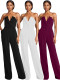 EVE Solid Color Wrap Chest Slim Jumpsuit(With Belt) OD-8742
