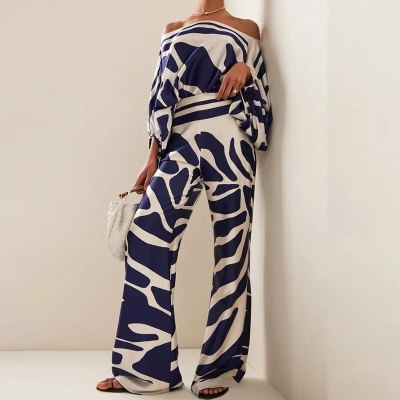 EVE Plus Size Loose Bat Sleeve Top Wide Leg Pants Set GMAN-24130