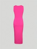 EVE Solid Color Single Breasted Split Maxi Dress SH-391358