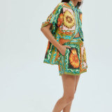 EVE Plus Size Fashion Lapel Shirt Two Piece Shorts Set GMAN-28311