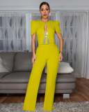 EVE Bow Tie Short Sleeve Casual Wide Leg Jumpsuit OSM-4478