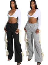 EVE Fashion Tie Bow Solid Color Pants OD-8743