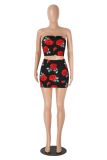 EVE Sexy Print Wrap Chest Top Skirt 2 Piece Set GXYF-0469