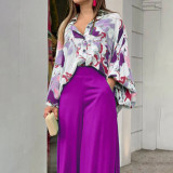EVE Plus Size Print Long Sleeve Shirt Two Piece Pants Suit GMAN-9123