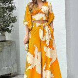 EVE Plus Size V-Neck Lantern Sleeve Top Wide Leg Pants Set GMAN-86478