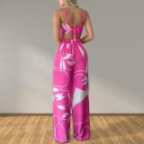 Plus Size Print Sling Tops And Wide Leg Pants Suit GMAN-8258
