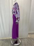 EVE Plus Size Print Long Sleeve Shirt Two Piece Pants Suit GMAN-9123