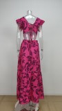 Plus Size O Neck Ruffles Sleeve Maxi Dress  GMAN-24329