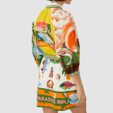 EVE Plus Size Print 3/4 Sleeve Shirt Dress GMAN-28154