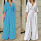 EVE Plus Size Solid Color V Neck Jumpsuit GMAN-22145